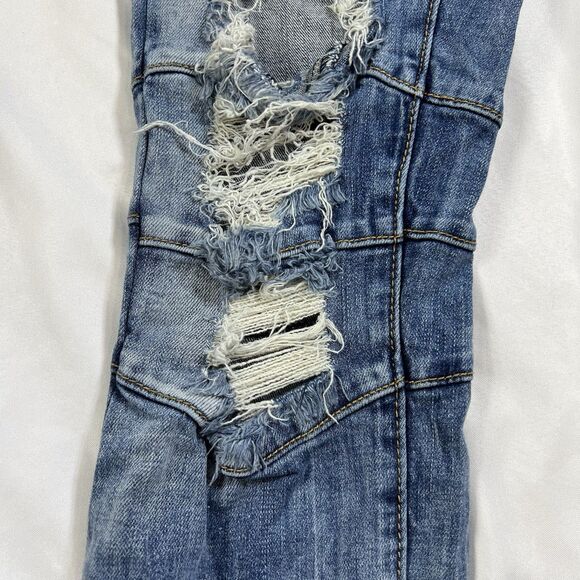 Crysp Denim Men's Destroyed Distressed Jeans Moto Zipper Accents Stretch Size 30 - Picture 3 of 14